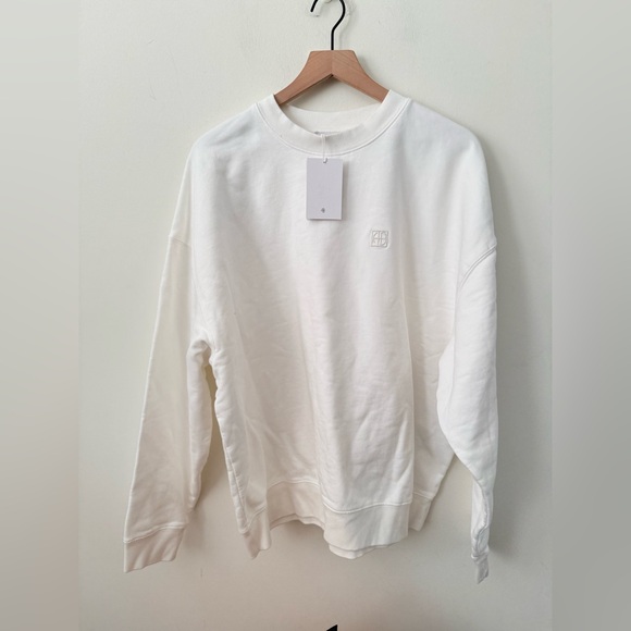 NWT Anine Bing MILES SWEATSHIRT FRAMED MONOGRAM white size large - Picture 3 of 7